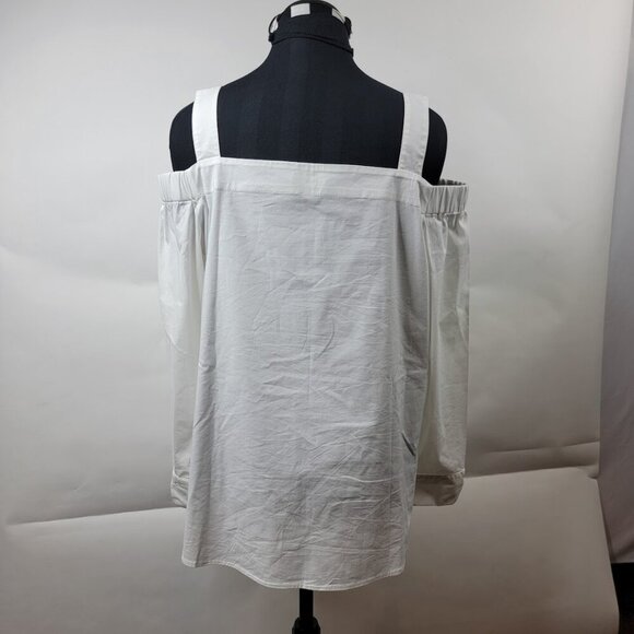 J. Jill White Shirt Collection Off Shoulder Top M Cotton Blend - Picture 4 of 14